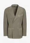 Santaniello Double-breasted Buttoned Blazer In Gray