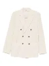Santaniello Double-breasted Corduroy Blazer In Neutral