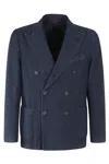 Santaniello Brown Checked Double Breasted Jacket