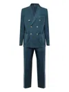 Santaniello Double-breasted Patch-pocket Suit In Blue