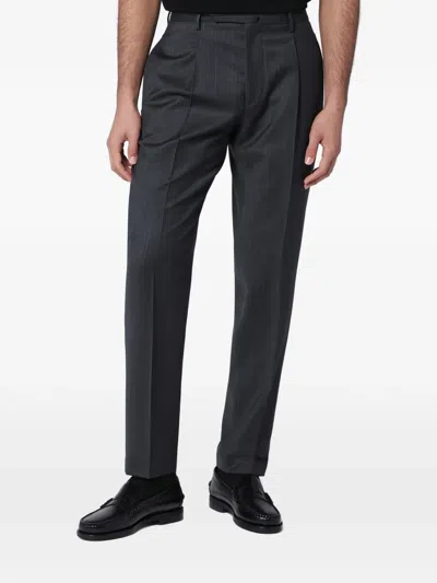 Santaniello Double-breasted Pinstripe Suit In Gray