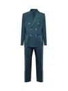 Santaniello Double-breasted Patch-pocket Suit In Blue