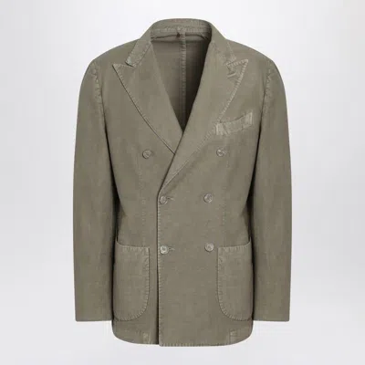 Santaniello Double-breasted Sage Jacket In Multi