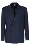 Santaniello Brown Checked Double Breasted Jacket In Blue
