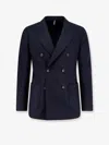 Santaniello Double-breasted Wool Blazer In Blue