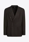 Santaniello Brown Checked Double Breasted Jacket In Brown