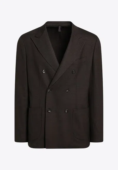 SANTANIELLO DOUBLE BREASTED WOOL-BLEND BLAZER