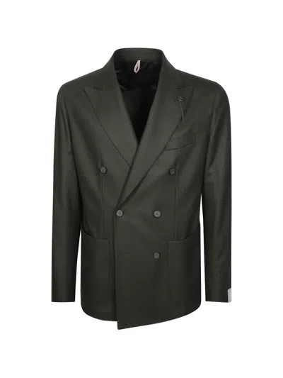 Santaniello Double-breasted Blazer In Green