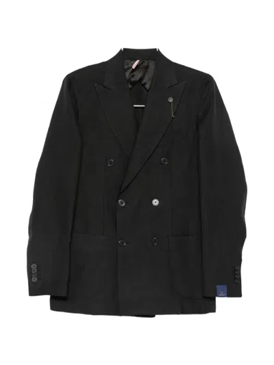 Santaniello Double-breasted Peak-lapel Suit In Black