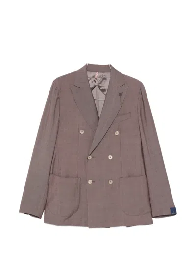 Santaniello Double-breasted Peak-lapel Suit In Brown