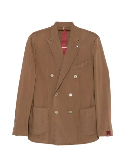 Santaniello Double-breasted Peak-lapels Suit In Brown