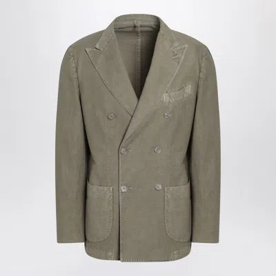 Santaniello Double-breasted Sage Green Jacket In Multi
