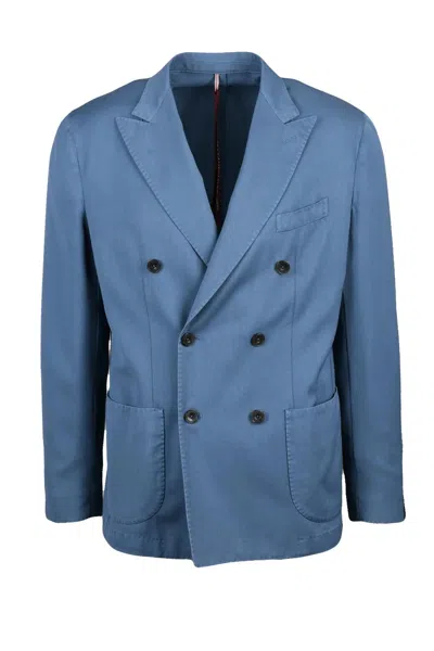 Santaniello Double-breasted Wool Blazer - Blue