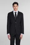 Santaniello Dress In Black Wool In Black