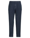 Santaniello Man Pants Midnight Blue Size 40 Linen, Cotton, Elastane In Blue