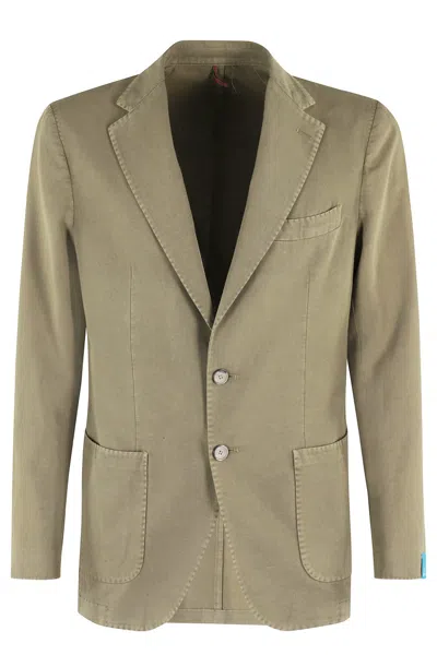 Santaniello Forest Green Ice Gabardine Tailored Jacket In Neutrals