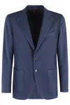 Santaniello Tailored Ice Gabardina Jacket With Notch Lapel In B Blu