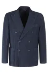Santaniello Brown Checked Double Breasted Jacket In B Blu