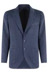 Santaniello Tailored Ice Gabardina Jacket With Notch Lapel In Blue
