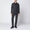 Santaniello Grey Pinstripe Double-breasted Wool Suit In Black