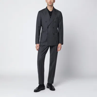 SANTANIELLO SANTANIELLO | GREY PINSTRIPE DOUBLE-BREASTED WOOL SUIT