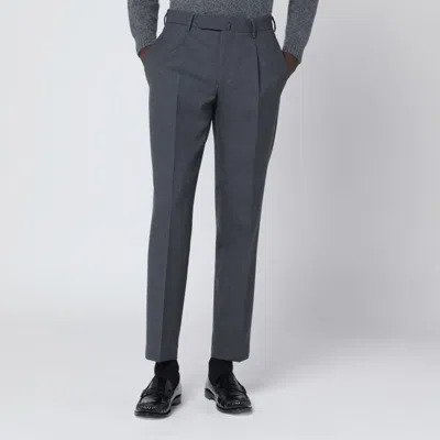 Santaniello Grey Wool Trousers In Blue