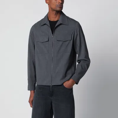 Santaniello Grey Wool-blend Zip-up Jacket In Gray