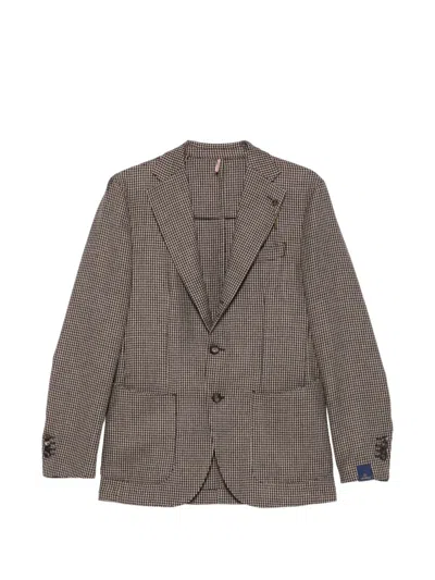 Santaniello Houndstooth-pattern Single-breasted Blazer In Brown
