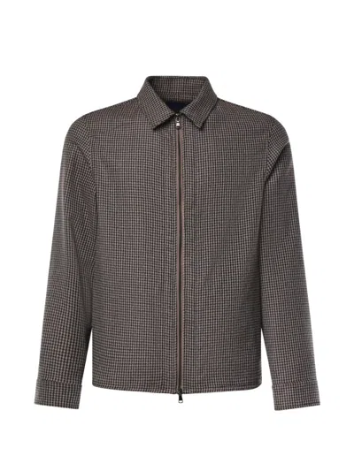 Santaniello Houndstooth-pattern Zip-up Jacket In Braun