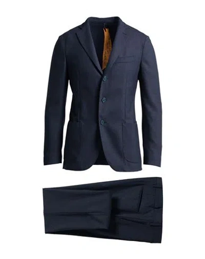Santaniello Il Viaggiatore Man Suit Navy Size 46 Wool, Polyester, Elastane In Blue