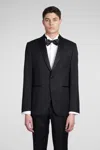 Santaniello Dress In Black Wool In Black