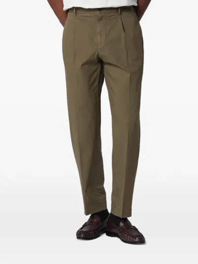 Santaniello Olive Green Trousers In Cotton Blend In Brown