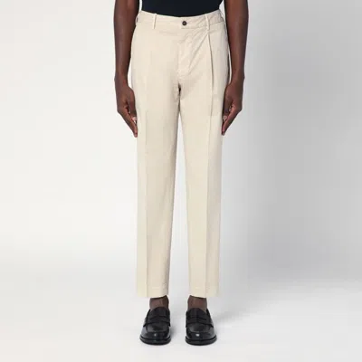 Santaniello Ivory Cotton Trousers In Neutral