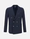 Santaniello Wool And Linen Blazer In Blue