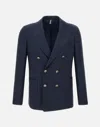 Santaniello Wool And Linen Blazer In Blue
