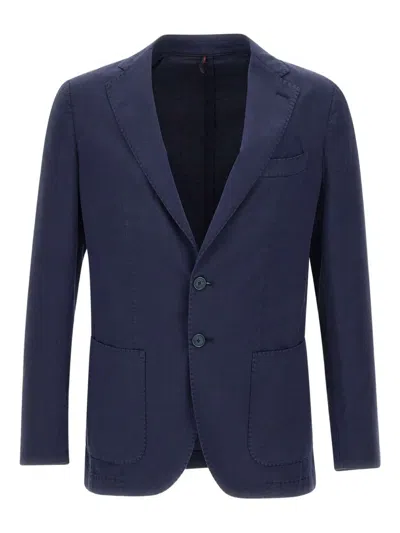 Santaniello Lapel-collar Two-button Blazer In Blue