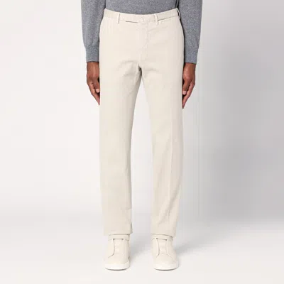 SANTANIELLO SANTANIELLO LIGHT BEIGE COTTON TROUSERS