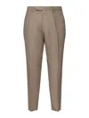 Santaniello Linen Pleated Trousers In Neutral