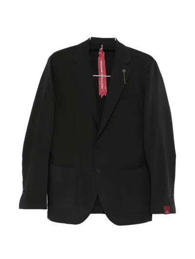 Santaniello Logo-plaque Single-breasted Suit In Black