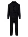 Santaniello Tailored Black Suit With Classic Collar And Slim-fit Trousers In Black
