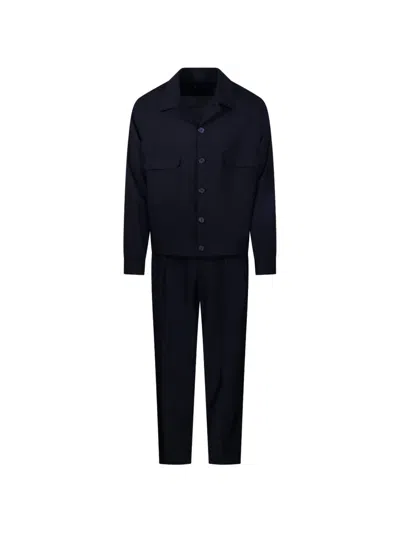 Santaniello Long-sleeve Trousers And Shirt Set In Blue