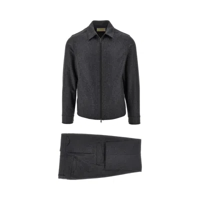 Santaniello 'lucca' Wool-blend Flannel Suit In Gray