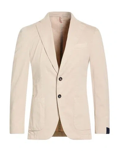 Santaniello Man Blazer Beige Size 36 Cotton, Elastane In Neutral
