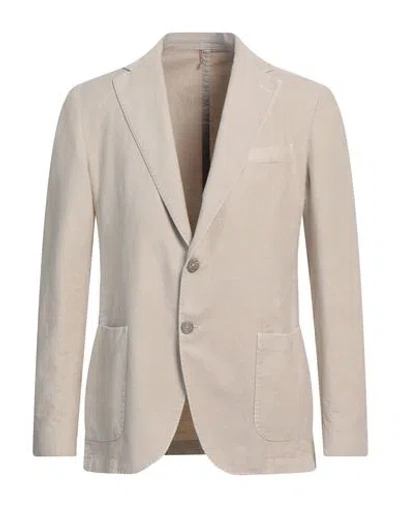 Santaniello Man Blazer Beige Size 42 Cotton, Linen In Neutral