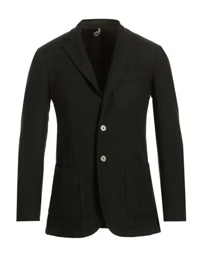 Santaniello Man Blazer Black Size 38 Wool In Green