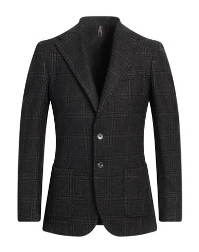 Santaniello Man Blazer Black Size 42 Wool, Cotton, Polyamide, Linen