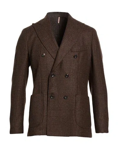 Santaniello Man Blazer Brown Size 36 Wool