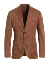 Santaniello Man Blazer Brown Size 38 Linen, Cotton, Elastane In Brown
