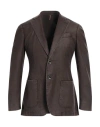 Santaniello Man Blazer Brown Size 40 Wool, Polyester In Brown