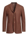 Santaniello Man Blazer Chocolate Brown Size 38 Wool, Polyester In Brown